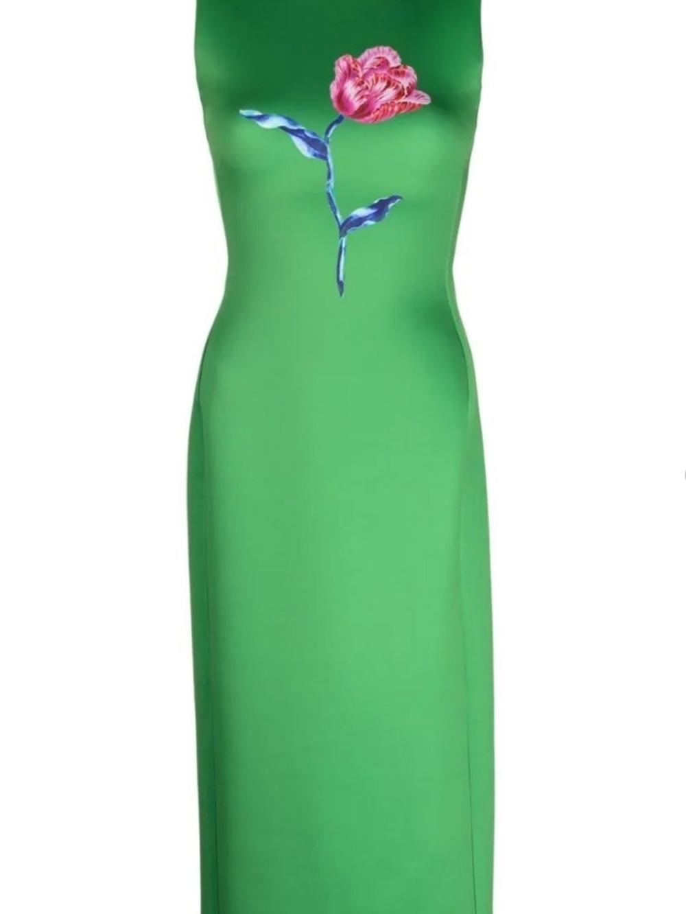 Cynthia Rowley Green Dress with Pink & Blue Floral Appliqué